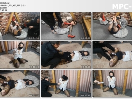 随心原创_小稚 透明白衬衣 亮点黑丝 枷锁 迟茹分腿 震动 电极片 柱子跪地的煎熬